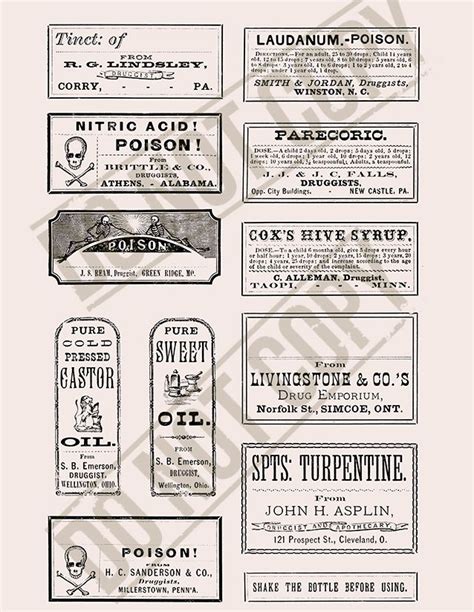 Printable Apothecary Bottle Decals Vol 2 Pharmacist Labels Etsy