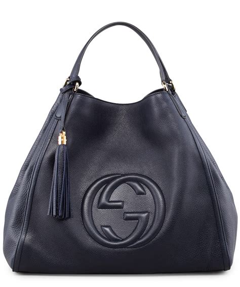 Gucci Navy Blue Soho Leather Shoulder Bag Large La Doyenne