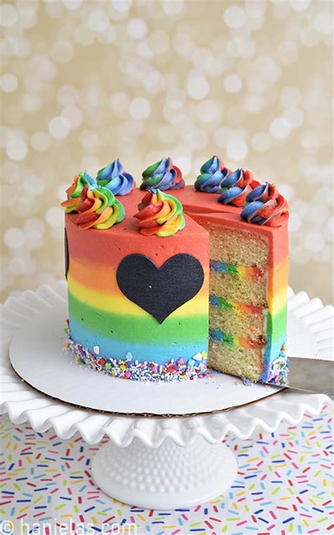 Easy Rainbow Buttercream Cake Hanielas