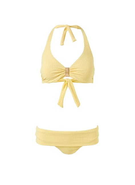 Melissa Odabash Provence Yellow Ribbed Supportive Halterneck Bikini