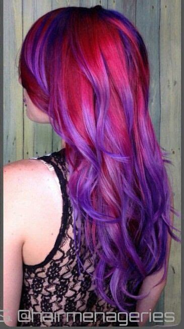 Red Purple Dyed Hair Color Bunte Haare Hair Dye Colors Hair Styles
