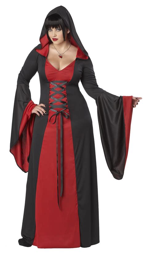 Women Halloween Vampire Witch Costume Plus Size 2xl Gothic Hooded Robe