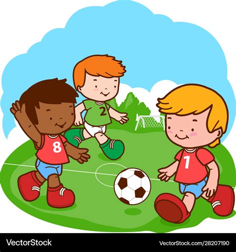 Kids Playing Soccer Royalty Free Vector Image Vectorstock