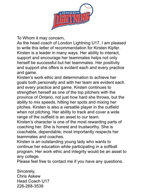Letter Of Recommendation 1 Next Level U Sports