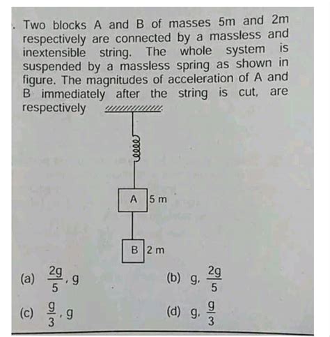 Two Blocks A And B Of Masses M And M Respectively Are Connected By