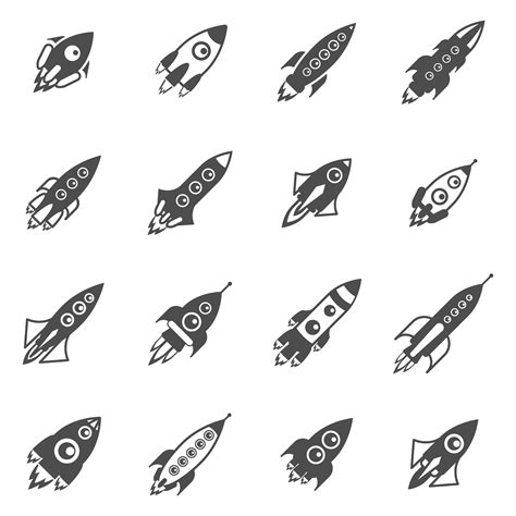 Space Rockets Black White Icons Set 461825 Vector Art At Vecteezy