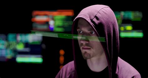 Hacker With Hologram In Front Of Eyes Stock Footage Sbv 333446994