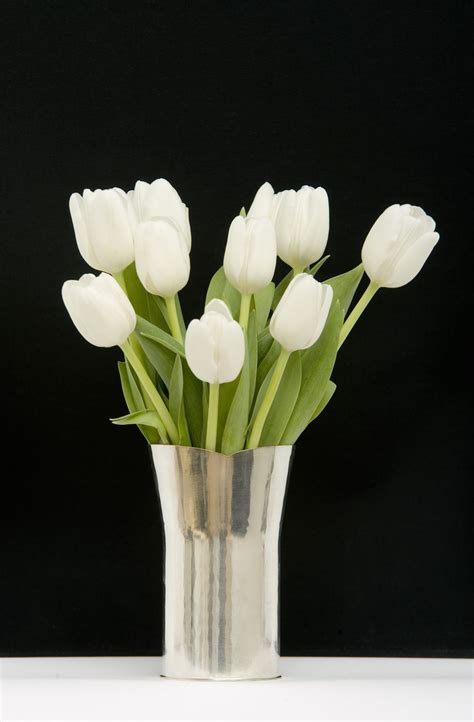 White Tulips In Vase Real Touch White Tulips In Vase Etsy Mason Berry