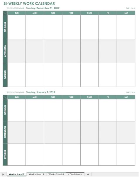 Printable Bi Weekly Calendar Template Printable Templates