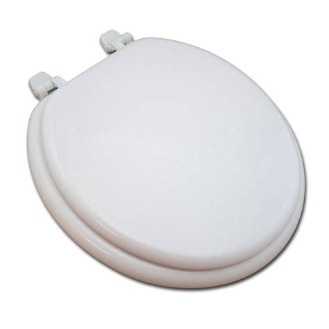 Standard Molded Wood Toilet Seat White Round Closed Front With Cover