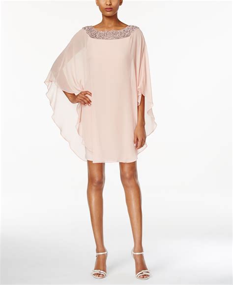 Xscape Embellished Chiffon Cape Overlay Dress Regular Petite Sizes Reviews Dresses