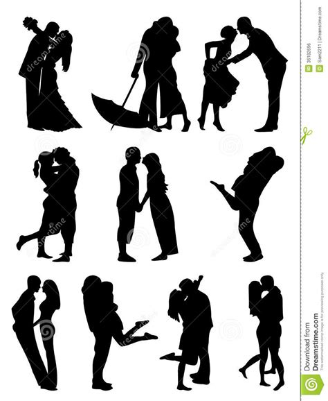 Romantic Couples Cilhouettes Stock Vector Illustration 36182696