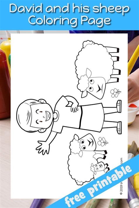 David The Shepherd Boy In The Field With His Sheep Coloring Page 1