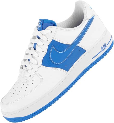 Nike Mens Air Force 1 Low White Blue Leather Trainer Size 75 Uk