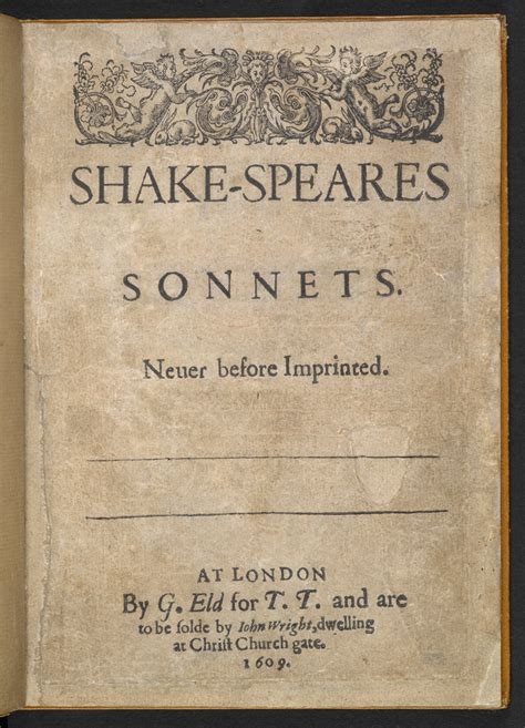 First Edition Of Shakespeares Sonnets 1609 The British Library School Library Activities
