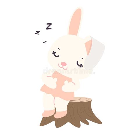 Cartoon Rabbit Sleeping Under Tree Stock Vector Illustration Of Comic Smile 255506710
