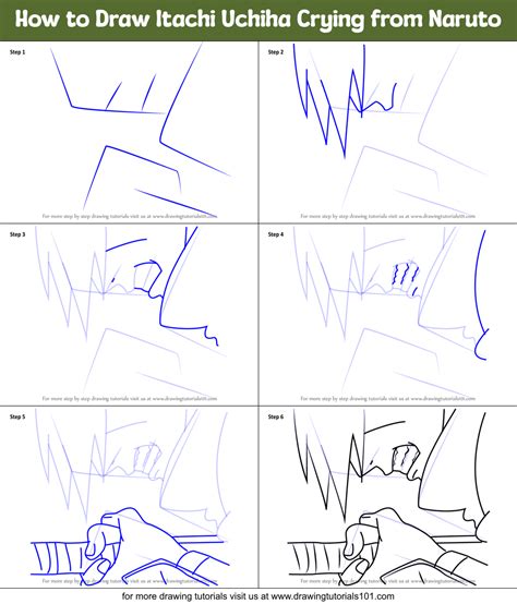 How To Draw Itachi Uchiha Crying From Naruto Printable Step By Step
