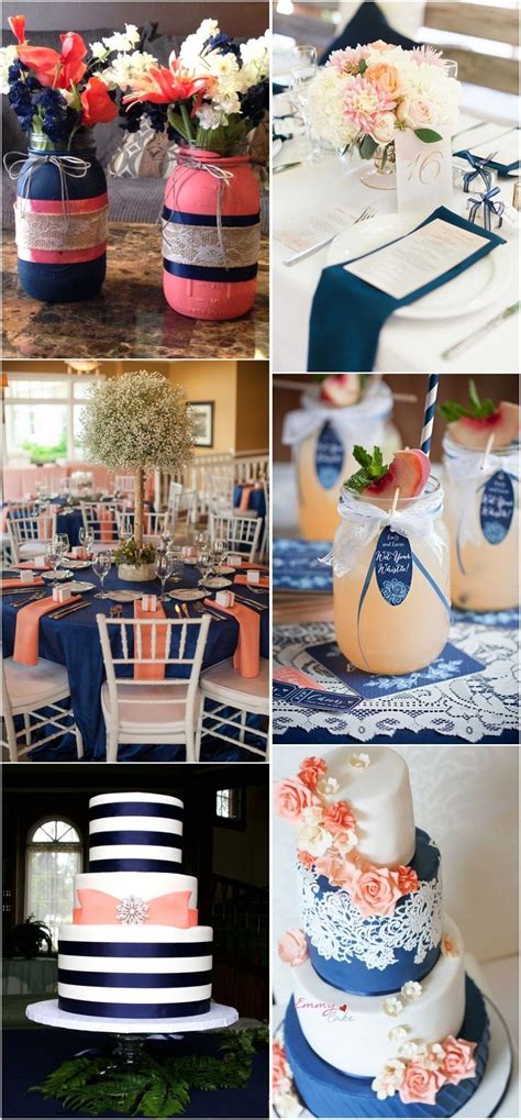 Nobleness And Eternity Stunning Navy Blue Wedding Color Ideas Blue Coral Weddings Peach