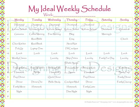 Designing Life My Ideal Weekly Schedule