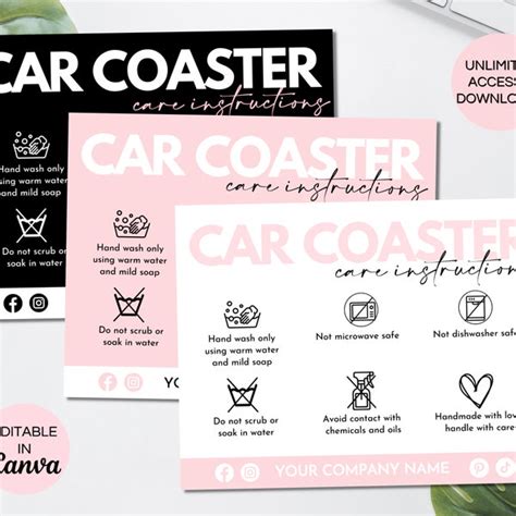 Car Coaster Printable Packaging Etsy