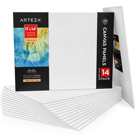 Arteza Canvas Panels Premium White 11x14 Blank Canvas Boards For