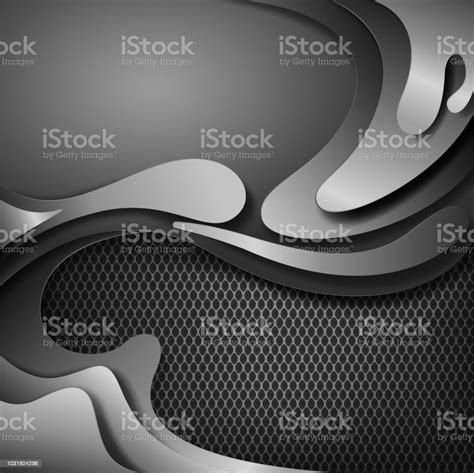 Shadow Metallic Silver Abstract Background With Cut Metal Shapes Vector