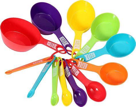 12 Pcs Measuring Cups And Spoons Set Color Plastic Measuring Cups