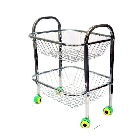 2 tier stainless steel fruit and vegetable trolley size dimension 14 x 11 x 18 inch at rs 168