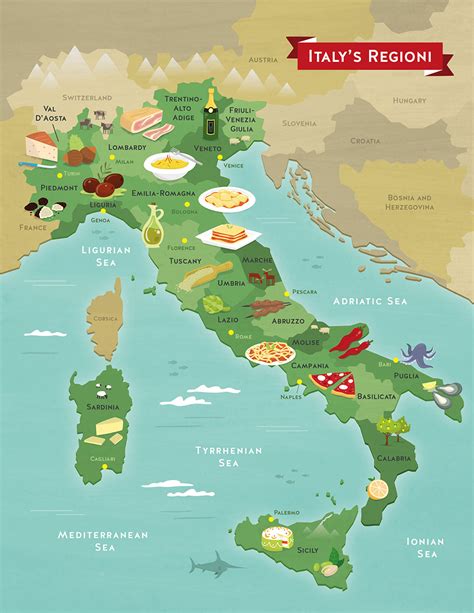 Illustrated Food Map Of Italy Illustrated Maps Tom Woolley