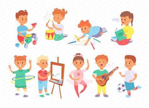 Children Playing Different Games People Illustrations ~ Creative Market