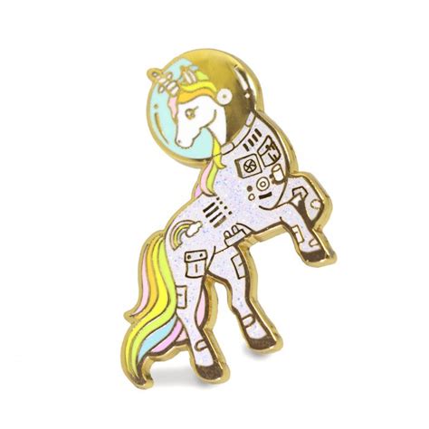 Space Unicorn Enamel Pin White Compoco