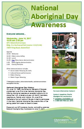 National aboriginal day was proclaimed in 1996 by former governor general roméo a. National Aboriginal Day Awareness Event — Abbotsford › UFV ...