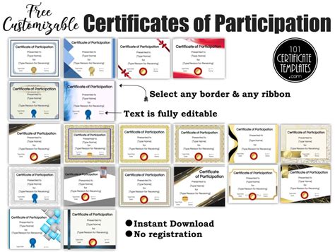 Free Certificate Of Participation Templates Customize Online