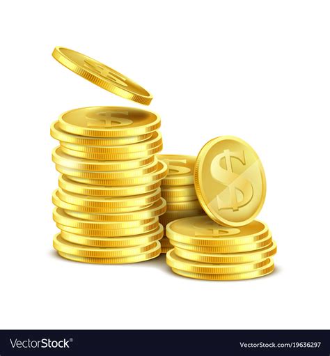 3d Realistic Stack Of Gold Coins Royalty Free Vector Image