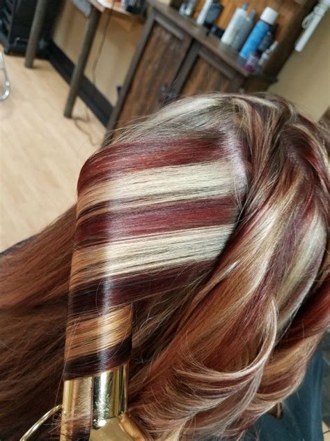 Red Blonde Brown Highlights Fall Hair Red To Blonde Hair Color