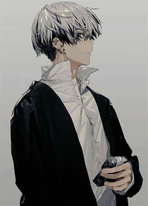 Anime Guy With Silverwhite And Black Hair Garçon Anime Hot Manga