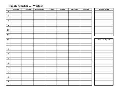 printable weekly schedule template weekly calendar template daily schedule template free