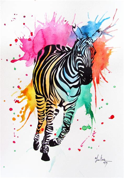 Colourful Zebra 2 Zebra Art Zebra Painting Animal Paintings