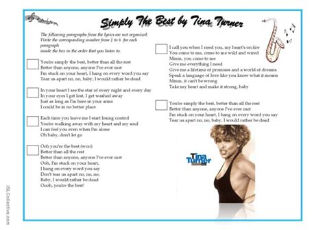Simply The Best By Tina Turner English Esl Worksheets Pdf And Doc