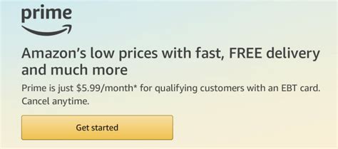 Check spelling or type a new query. Amazon Prime - $5.99 Per Month For Qualifying Customers With An EBT Card - STL Mommy