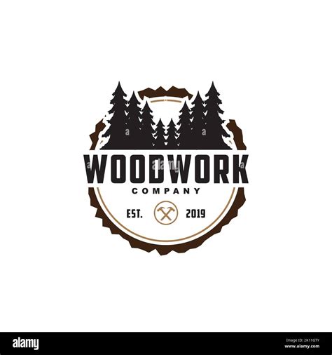 Wood Work Logo Design Template Creative Badge For Woodwork Company