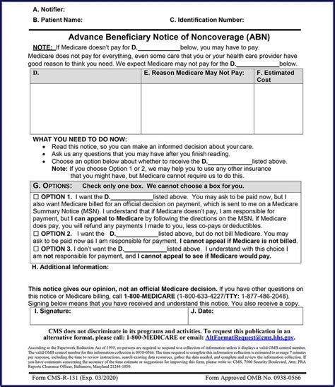 Printable Medicare Abn Form 2022 Customize And Print