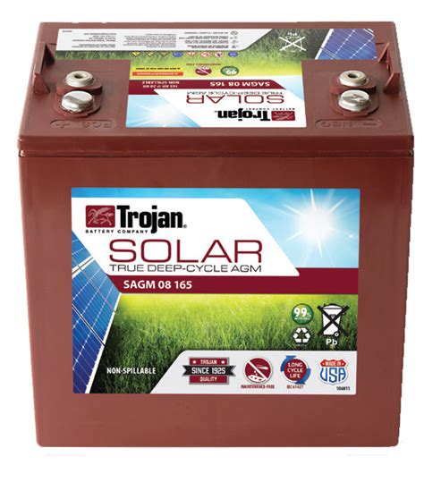Trojan Sagm 8 165 Solar Agm 8v 165ah Battery Solaris