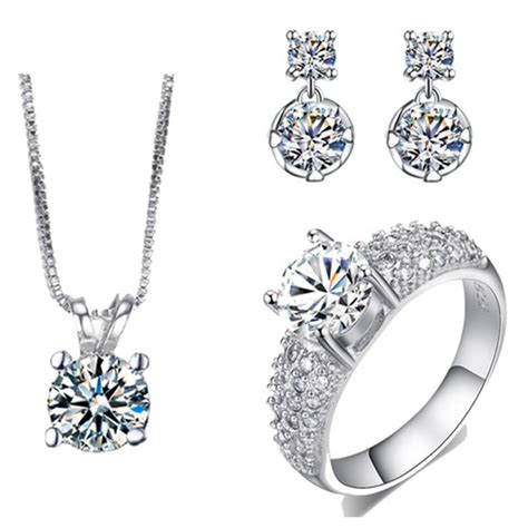 Aliexpress Com Buy Aaa Cubic Zirconia Necklace And Earring Set White