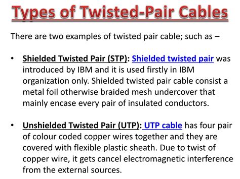 Ppt Twisted Pair Cable Diagram Types Examples And Application The