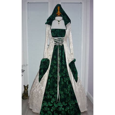 Pagan Handfasting Celtic Medieval Hooded Wedding Dress Medieval