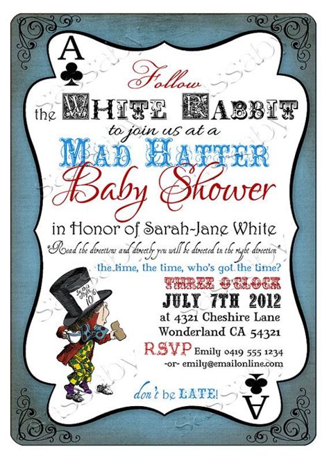 Attach a tiny golden key to the invitation card. Mad Hatter Baby Shower Invitation - INSTANT DOWNLOAD ...