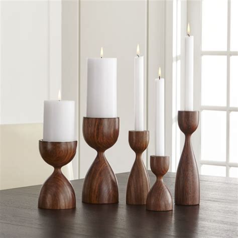 Furniture Home Decor And Wedding Registry Crate And Barrel Wood Pillar Candle Holders Wood
