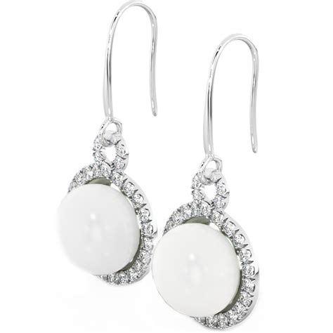 Sterling silver square cubic zirconia earrings for women. 925 Sterling Silver Earrings White Freshwater Pearl Drop ...