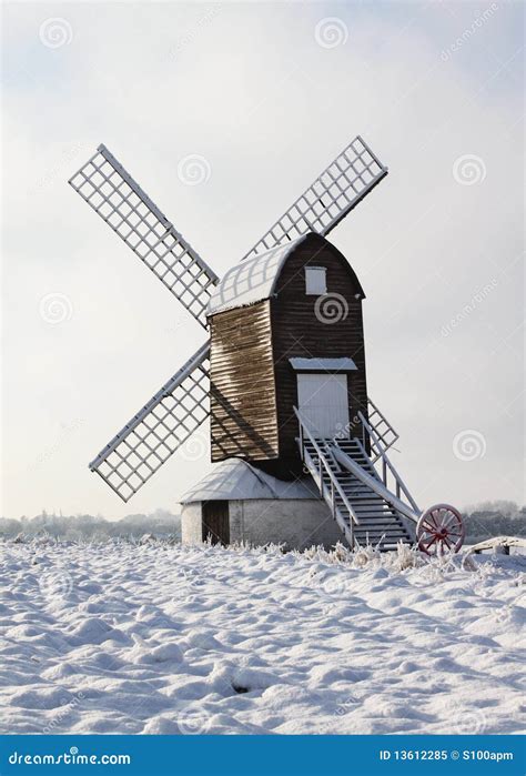 Windmill In The Snow Stock Image Image Of Field Food 13612285